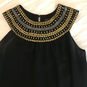Black Top w/ Gold Beaded Detail